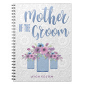 Carnet Mère florale bleue de pot de maçon du marié (Devant)