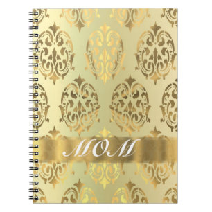 Carnet Mère personnalisée damas d'or