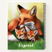 Carnet Mère renard roux et kits dans l'herbe (Dos)