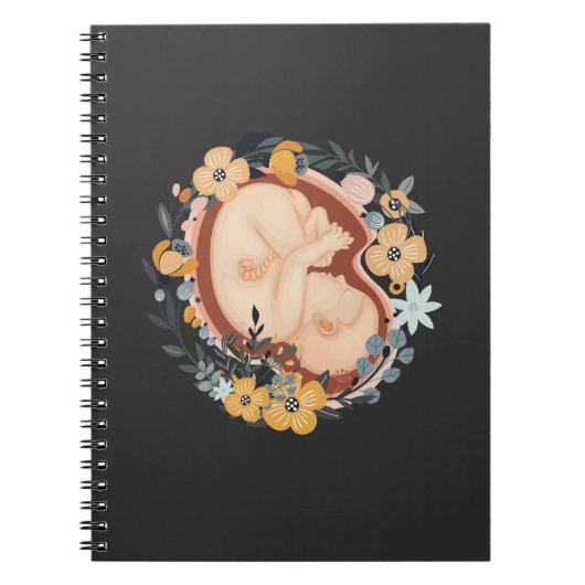 Carnet Mère sage-femme enceinte du bébé de fleurs (Devant)