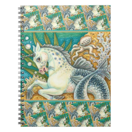 CARNET MERHORSE & OCTOPUS BLANC, CHEVAL UNICORN IMAGINAIR (Devant)