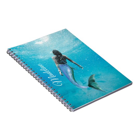 Carnet Mermaid Bleu Océan Été Moderne Chic (Côté Droit)
