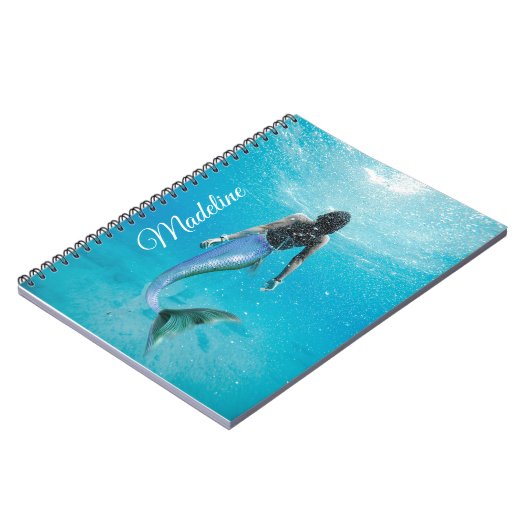Carnet Mermaid Bleu Océan Été Moderne Chic (Côté gauche)