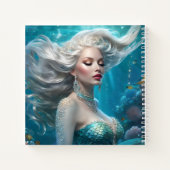 Carnet Mermaid cheveux en argent Turquoise Océan (Dos)
