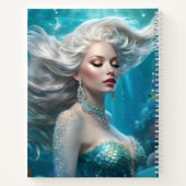 Carnet Mermaid cheveux en argent Turquoise Océan (Dos)