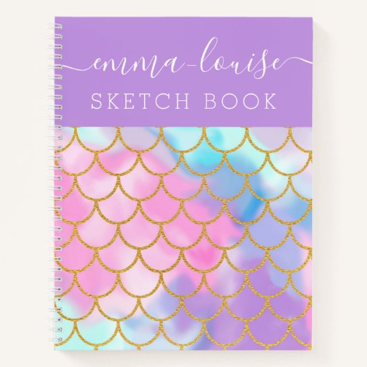 Carnet Mermaid Scales Gold Parties scintillant Sketch Boo (Devant)