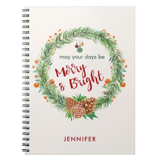 Carnet Merry & Bright Christmas Wreath (Devant)