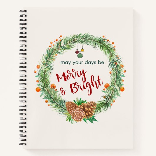 Carnet Merry & Bright Christmas Wreath (Devant)