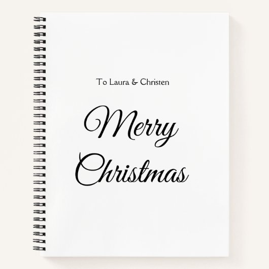 Carnet Merry Christmas add name text custom family gift (Devant)