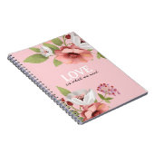 Carnet Message d'amour avec Fleurs roses personnalisé (Côté Droit)