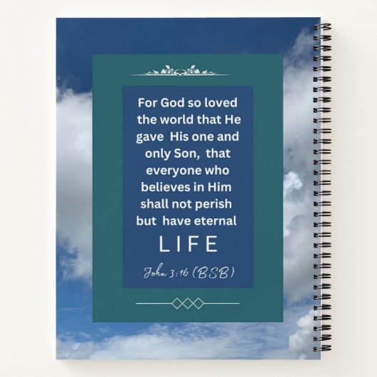 Carnet Message d'amour - John 3-16 - 8,5 x 11 Spiral (Dos)