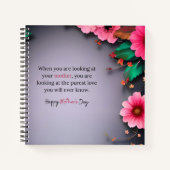 Carnet Message de fête des mères en gris personnalisable (Devant)