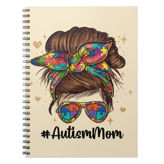 Carnet Messy Bun Fier Autisme Maman (Devant)