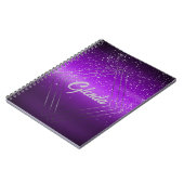 Carnet Métal brossé violet moderne avec Monogramme argent (Côté gauche)