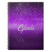 Carnet Métal brossé violet moderne avec Monogramme argent (Devant)