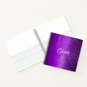 Carnet Métal brossé violet moderne avec Monogramme argent (Intérieur)