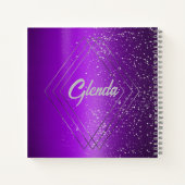 Carnet Métal brossé violet moderne avec Monogramme argent (Dos)