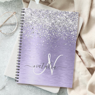 Carnet Métal brossé violet Parties scintillant d'argent N