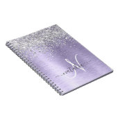 Carnet Métal brossé violet Parties scintillant d'argent N (Côté Droit)