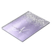 Carnet Métal brossé violet Parties scintillant d'argent N (Côté gauche)