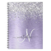 Carnet Métal brossé violet Parties scintillant d'argent N (Devant)