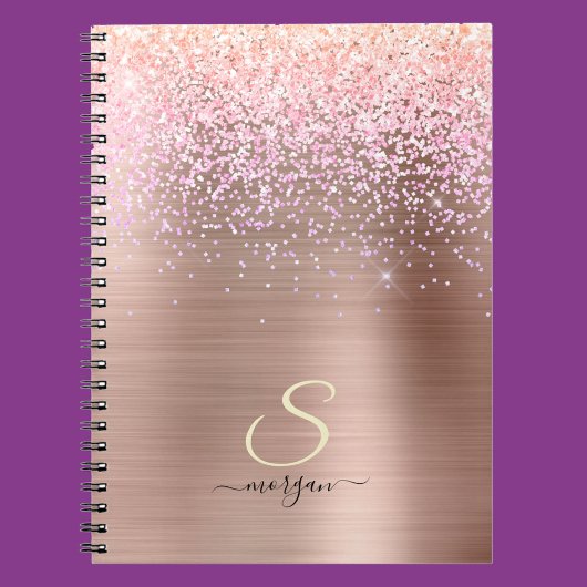Carnet Métal or rose, Parties scintillant, nom du script