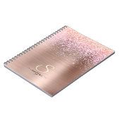 Carnet Métal or rose, Parties scintillant, nom du script (Côté gauche)