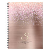 Carnet Métal or rose, Parties scintillant, nom du script (Devant)