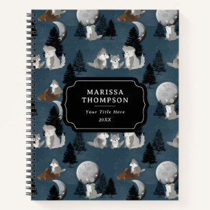 Carnet Meute de loups mignons ciel nocturne bois lune