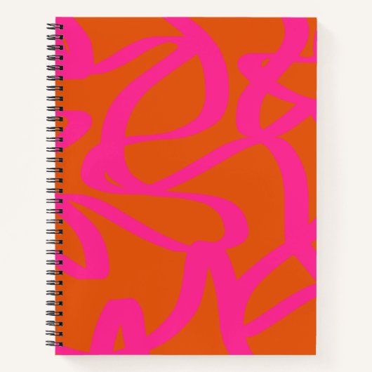 Carnet Mi-Siècle Abstrait Moderne Lignes Orange Et Rose (Devant)