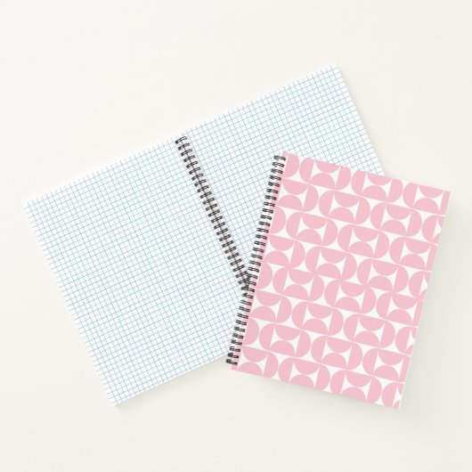 Carnet Mi-Siècle Moderne Bébé rose et blanc Motif (Intérieur)