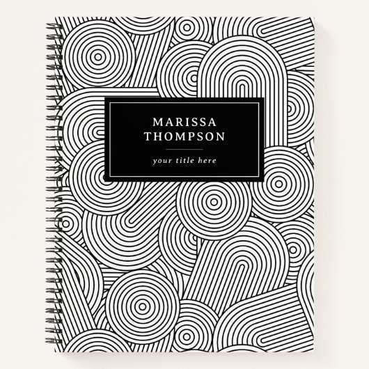 Carnet Mi-siècle moderne Géométrique Noir Blanc (Devant)