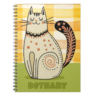 Carnet Mi-siècle Retro Kitty Chat Personnalisé