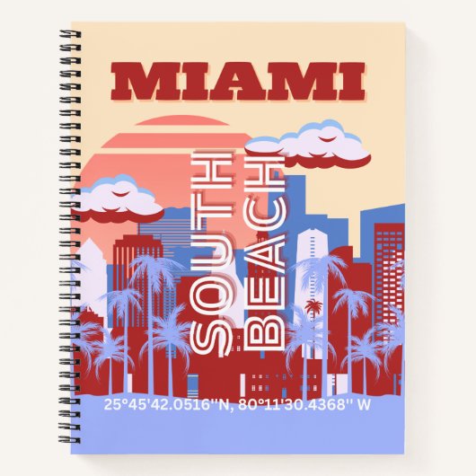 Carnet Miami Beach, Miami Travel Art, Retro (Devant)