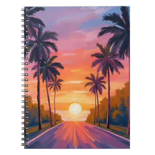 Carnet Miami Beach Sunset Palm Tree Tropical (Devant)