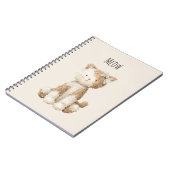 Carnet Miau Crème Brun Chat Ruban (Côté gauche)