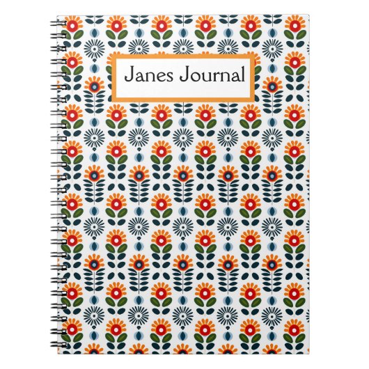 Carnet Mid Century Floral Scandi Folk Motif (Devant)