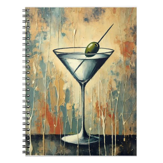Carnet Mid Century Mixed Media Martini Art (Devant)