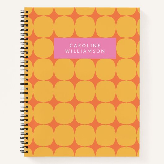 Carnet Mid Century Mod en Jaune et Orange Personnalisé (Devant)