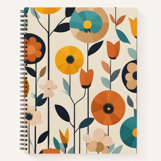 Carnet Mid-Century Modern Pop Art Colorful Flowers (Devant)
