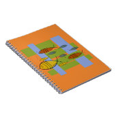 Carnet Mid Century Moderne Retro Poissons Nage sur Orange (Côté Droit)