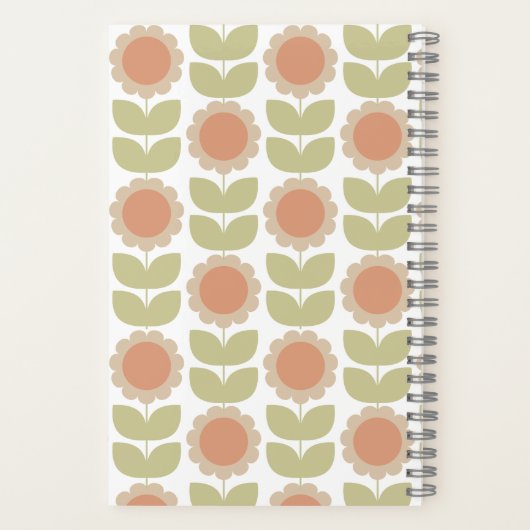 Carnet  Mid-Century Pastel Pink Retro Floral Pattern (Verso)