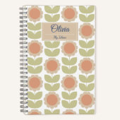 Carnet  Mid-Century Pastel Pink Retro Floral Pattern (Recto)