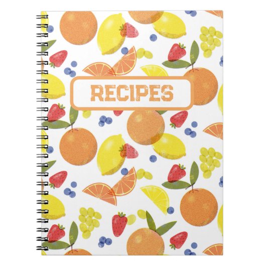 Carnet Mid Mod Grungy Risograph Fruit Recipe (Devant)