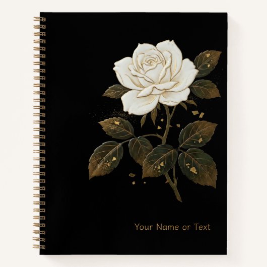 Carnet Midnight Bloom: The Maki-e Style White Rose & Gold (Devant)