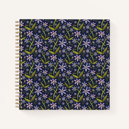Carnet Midnight | Dancing Watercolor Daisies (Devant)