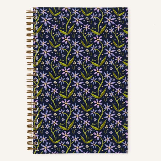 Carnet Midnight | Dancing Watercolor Daisies (Recto)