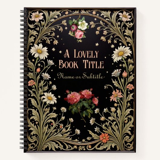 Carnet Midnight Garden Black Vintage Floral Whimsigoth (Devant)