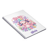 Carnet Mignon Axolotl Kawaii avec Monogramme (Côté Droit)