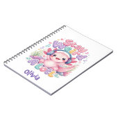 Carnet Mignon Axolotl Kawaii avec Monogramme (Côté gauche)